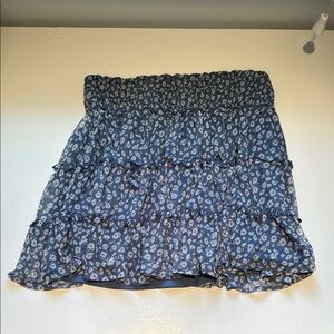 American Eagle Outfitters Blue Smocked Bubble Mini Skirt